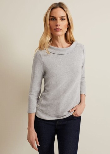 Phase Eight Remy Textured Cowl Neck T Shirts Grey Australia | XF5413670